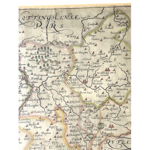 39 - Antique framed map of Leicestershire, approximate frame measurements: Height 17 inches, Width 20 inc... 