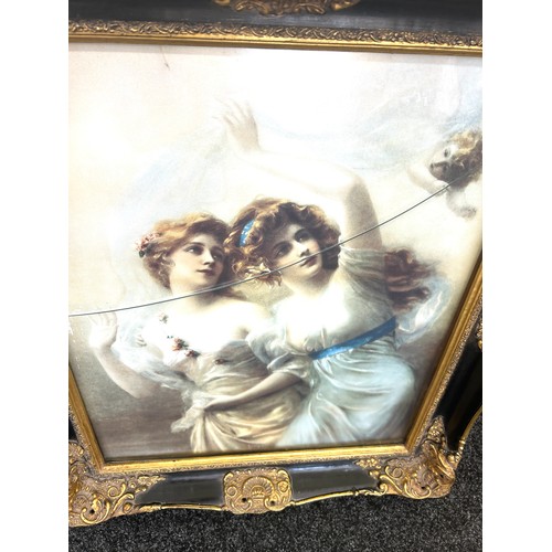 531 - Black gilt framed Grecian ladies, overall frame measures approximately 31 x 26 inches