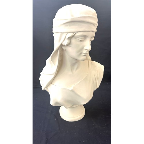 476 - Large chalk lady bust, overall height 22 inches