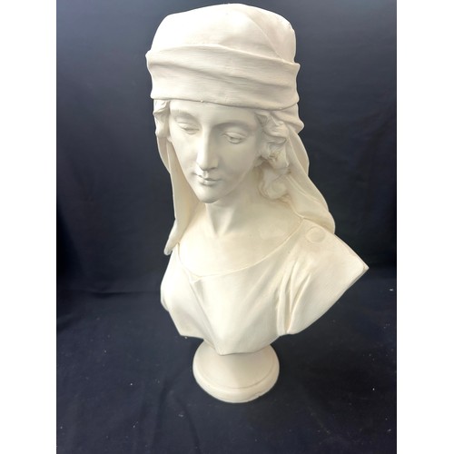 476 - Large chalk lady bust, overall height 22 inches