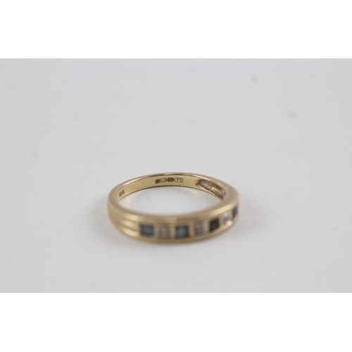 140 - 9ct gold sapphire and diamond channel setting ring (2.4g)