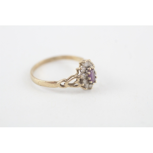 181 - 9ct gold amethyst & cubic zirconia dress ring (1.3g)