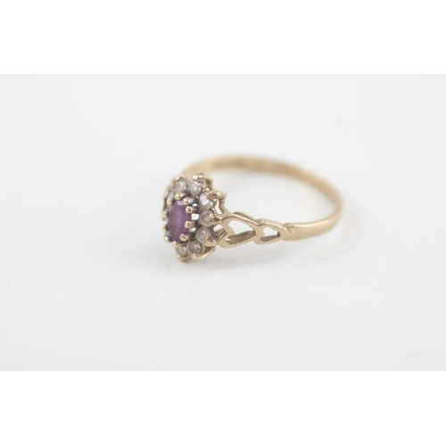 181 - 9ct gold amethyst & cubic zirconia dress ring (1.3g)