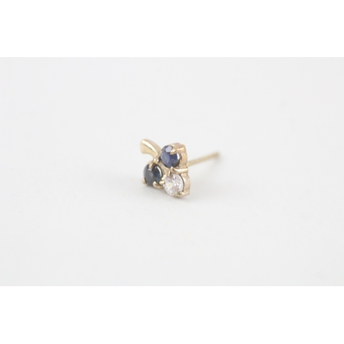 193 - 9ct gold sapphire and cubic zirconia set stud earrings (1.3g)