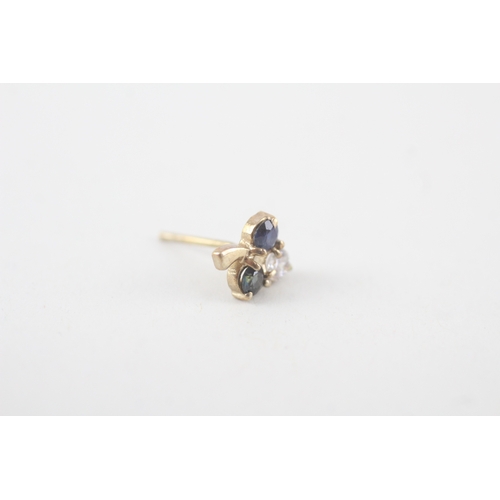 193 - 9ct gold sapphire and cubic zirconia set stud earrings (1.3g)