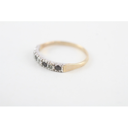 216 - 9ct gold sapphire & diamond half eternity ring (1.4g)