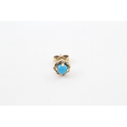 224 - 9ct gold imitation turquoise stud earrings (1.2g)