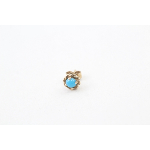 224 - 9ct gold imitation turquoise stud earrings (1.2g)