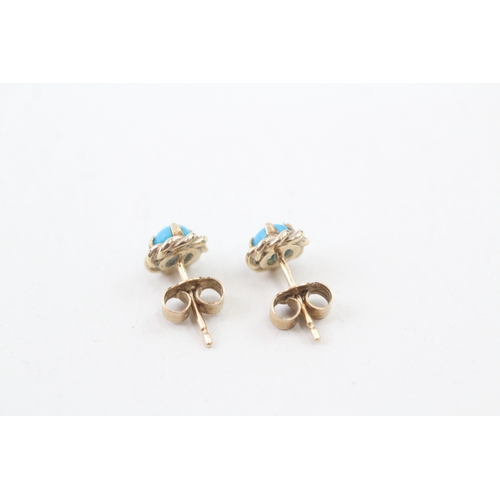 224 - 9ct gold imitation turquoise stud earrings (1.2g)