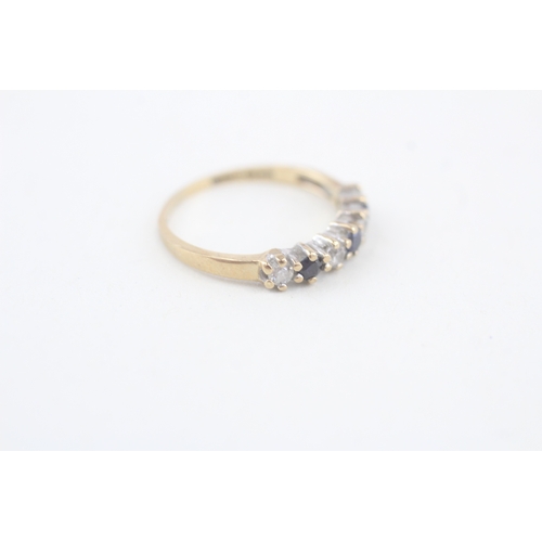 238 - 9ct gold sapphire & cubic zirconia half eternity ring (1.2g)