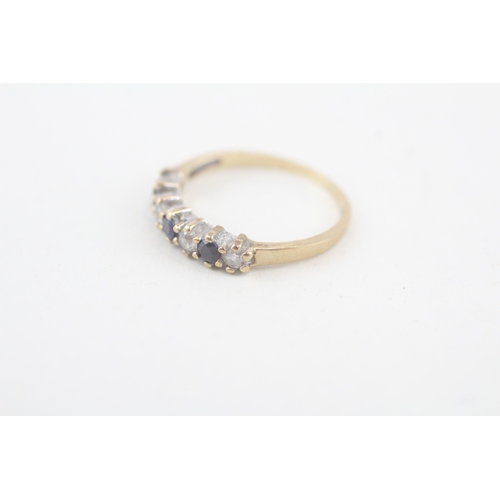 238 - 9ct gold sapphire & cubic zirconia half eternity ring (1.2g)