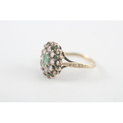 254 - 9ct gold emerald & cubic zirconia dress ring (2.2g)