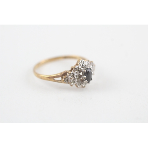 257 - 9ct gold sapphire & diamond dress ring (1.7g)