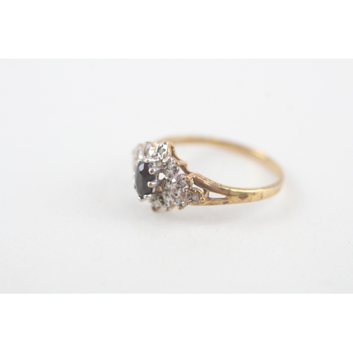 257 - 9ct gold sapphire & diamond dress ring (1.7g)