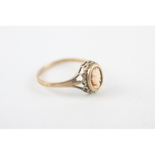 258 - 9ct gold vintage shell cameo dress ring (1.3g)