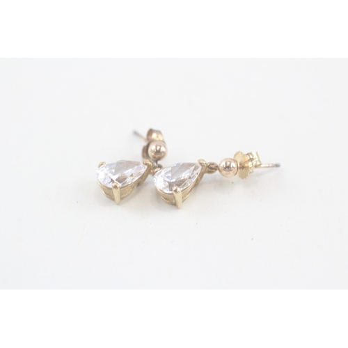 290 - 9ct gold cubic zirconia drop earrings (1.5g)