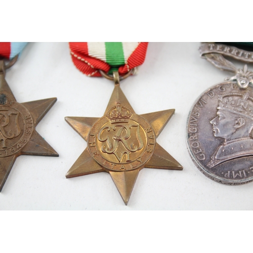 413 - WW2 Territorial Medal Group Inc Italy Star Etc Named 72412 Pte D Wiggins RPC x5