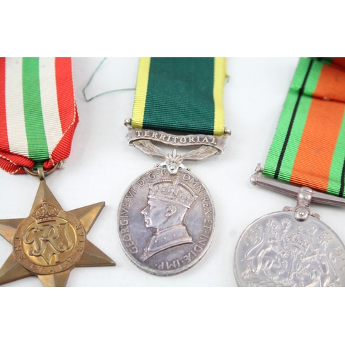 413 - WW2 Territorial Medal Group Inc Italy Star Etc Named 72412 Pte D Wiggins RPC x5