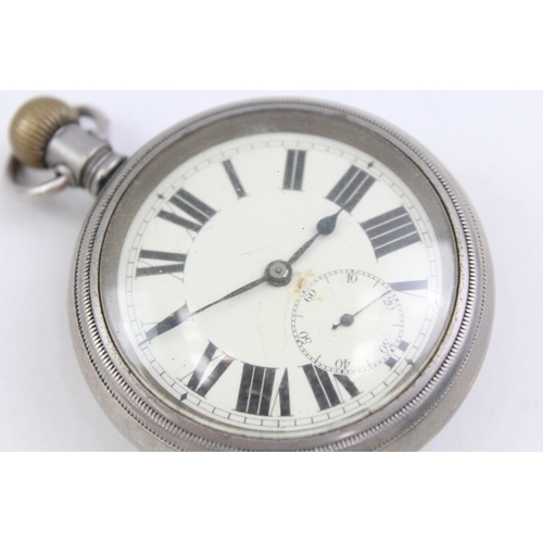 460 - Mens Vintage Open Face Pocket Watch Hand-Wind Working