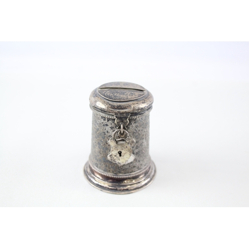 20 - vintage stamped .800 silver novelty tankard money box