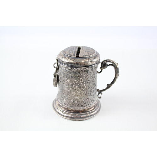 20 - vintage stamped .800 silver novelty tankard money box