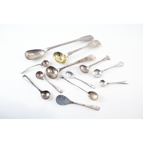 28 - 12 x .925 sterling silver condiment spoons inc georgian, antique, victorian etc