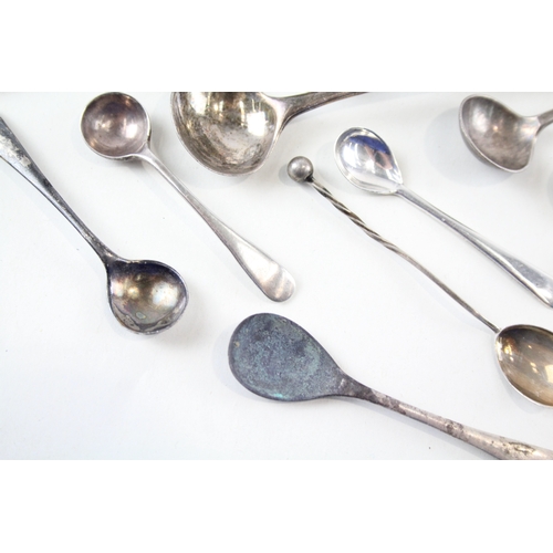 28 - 12 x .925 sterling silver condiment spoons inc georgian, antique, victorian etc