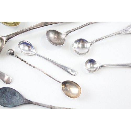 28 - 12 x .925 sterling silver condiment spoons inc georgian, antique, victorian etc