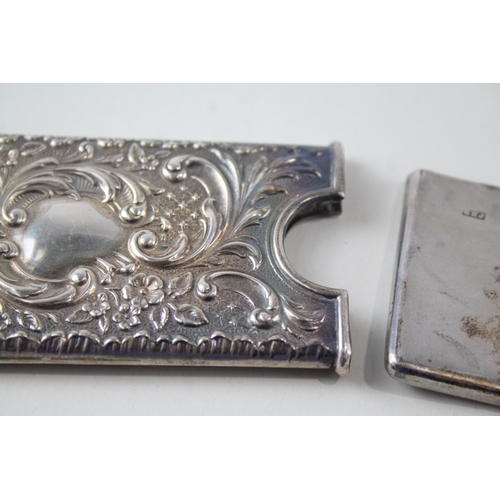 29 - 2 x antique .925 sterling silver calling card cases inc victorian etc