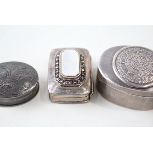 30 - 4 x antique / vintage .925 sterling silver pill / trinket boxes