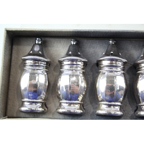 51 - 6 x .925 sterling silver novlty salt / pepper shakers boxed