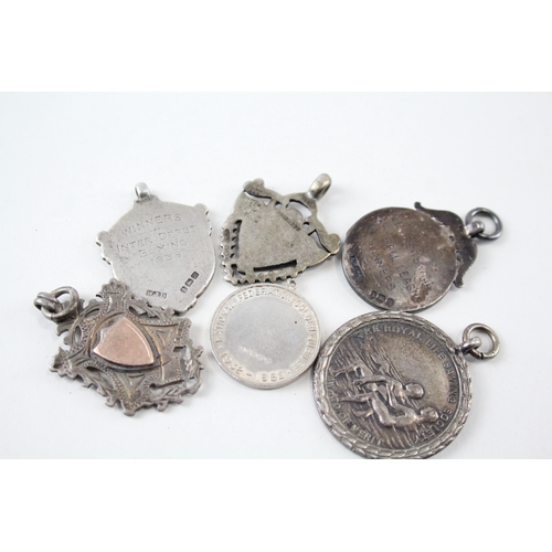 53 - 6 x .925 sterling silver fobs / medallions (55g)