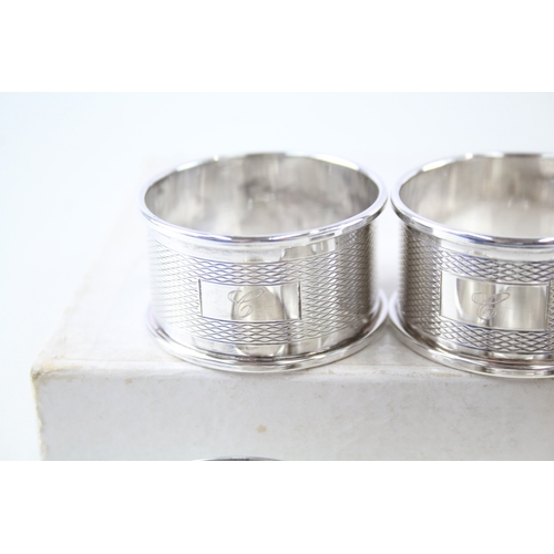 57 - set of 6 x .925 sterling silver napkin rings boxed