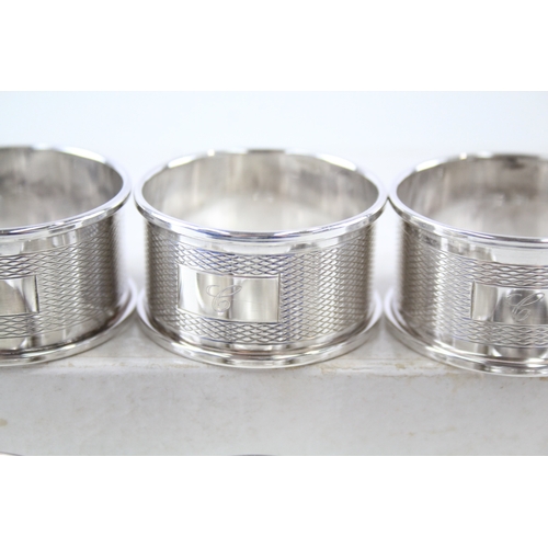 57 - set of 6 x .925 sterling silver napkin rings boxed