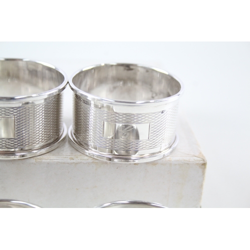 57 - set of 6 x .925 sterling silver napkin rings boxed