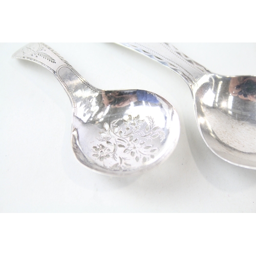 61 - 2 x antique .925 sterling silver caddy spoons inc georgian etc