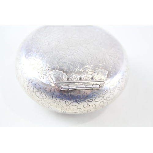 78 - .930 Silver Floral Suff / Tobacco Box