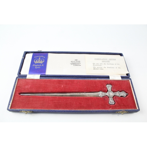 81 - .925 sterling queen Elizabeth II Coronation letter opener boxed