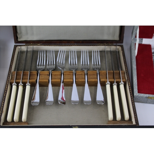 480 - Vintage Cutlery Sets Fish Set w/ Serving Pair Various Styles & Brands x 4 4688g