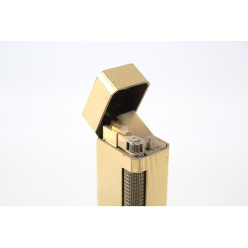 484 - Dunhill Gold Plated Tallboy Table/Desk Lighter w/ Guilloche Finish, Good Spark