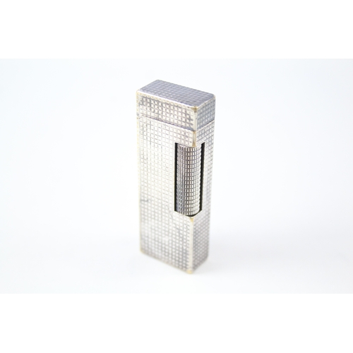 485 - Dunhill Rollagas Vintage Silver Plate Pocket Lighter Hobnail Pat US.RE 24163