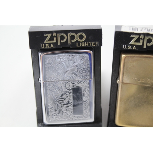 491 - 4 x Assorted ZIPPO Cigarette Lighters Inc Engraved, Brass, Boxed etc