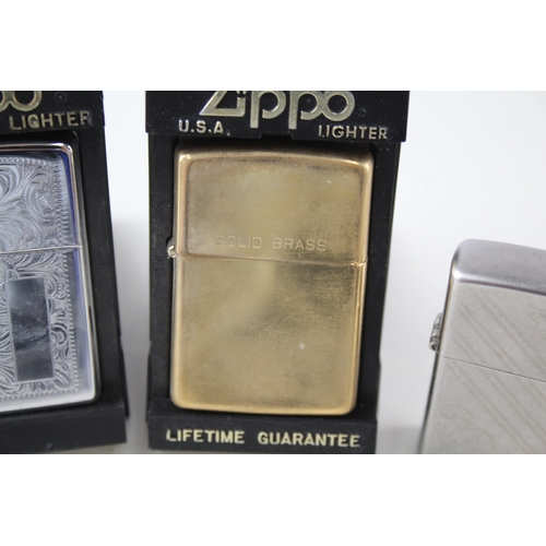 491 - 4 x Assorted ZIPPO Cigarette Lighters Inc Engraved, Brass, Boxed etc