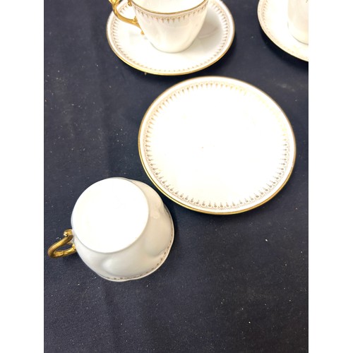 468 - Vintage part white tea service with gold detailing, to include 4 coffee cups and saucers, 4 tea cups... 