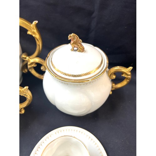 468 - Vintage part white tea service with gold detailing, to include 4 coffee cups and saucers, 4 tea cups... 