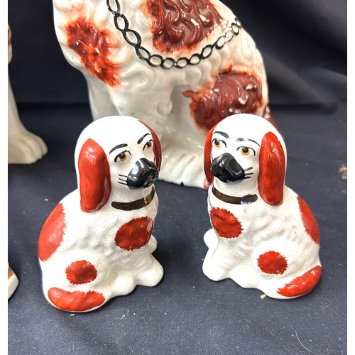 123 - Pair Staffordshire dogs, pair miniature Staffordshire dogs, pair dogs, tallest pair of dogs measures... 