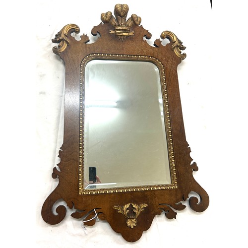 10 - Mahogany Georgian ornate bevelled mirror, Height 30 inches, width 19 inches