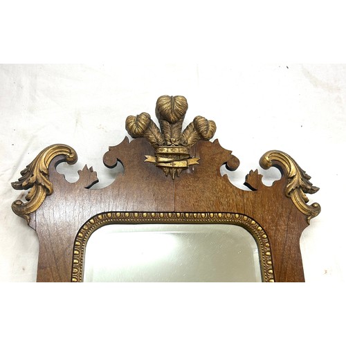 10 - Mahogany Georgian ornate bevelled mirror, Height 30 inches, width 19 inches