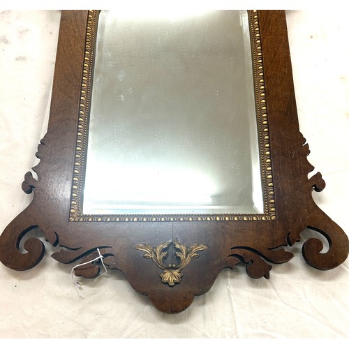 10 - Mahogany Georgian ornate bevelled mirror, Height 30 inches, width 19 inches