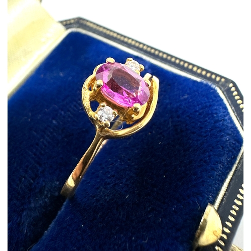 91 - 18ct gold pink sapphire & diamond ring weight 2.1g